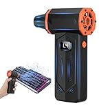 Compressed Air Duster,350,000RPM Turbo Jet Blower with LED Display and Light,4-Gear Adjustable Mini Air Broom,Electric Air Duster for Keyboard,PC,Car and Home,Replace Compressed Air Can (Orange)