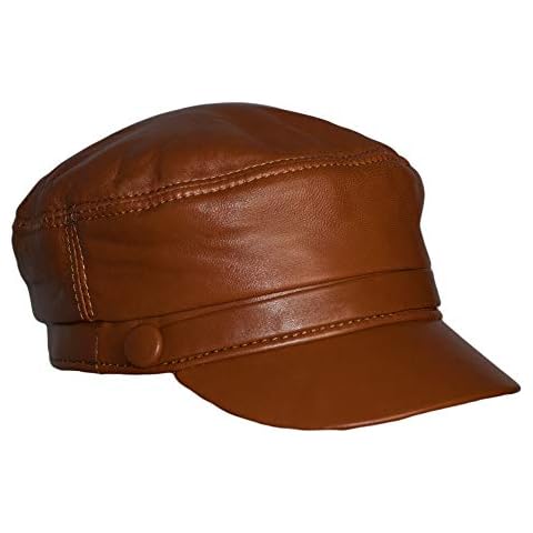 Dazoriginal Baker Boy Boina de Cuero Rojo Cover