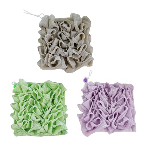 Bath Sponge Set of 3 for Efficient Cleaning with Builtin Soap Pocket and Rich Bubble Production Shower Use Soap Holder Bath Spon