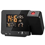 Projection Alarm Clocks for Bedrooms - Colorful Digital Alarm Clock with Projection on Ceiling Indoo