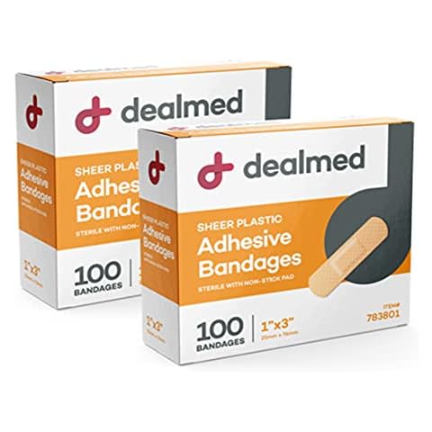 Dealmed Sheer Plastic Flexible Adhesive Bandages – 100 Count (2 Pack) Cover