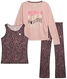 RBX Girls Active Pants Set - 3 Piece Everyday Long Sleeve Graphic Tee, Matching Tank Top and Leggings for Girls (Sizes: 7-16), Size 10-12, Pink Energy