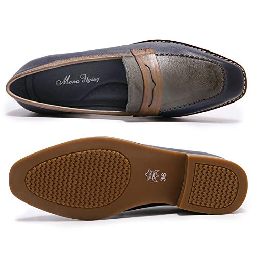 Image of Mona flying Womens Leather Square Toe Penny Loafer Slip on Flat Office Shoe