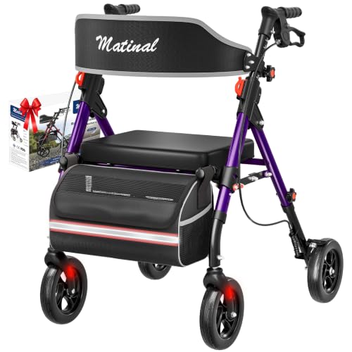 Image of Walkers for Seniors with seat, Rollator Walker with Seat, Purple