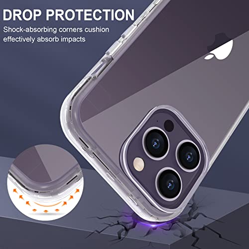 Anuck Case For Iphone 14 Pro Max Case 6.7 Inch, Crystal Clear Heavy Duty Defender Phone Case 3 Layer Shockproof Full-Body Protective Case Hard Pc Shell & Soft Tpu Bumper Cover For Women Girls, Clear #TOP3