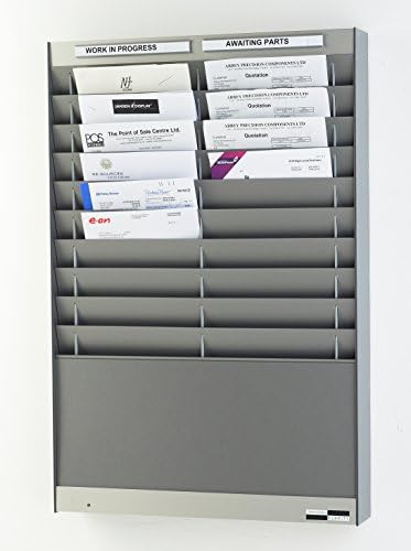 Silver/Grey Job Card Rack for A4 Portrait Service Documents - 20 Pockets