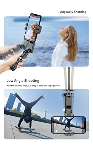 Gimbal Stabilizer for Smartphone,2-Axis Auto Face Tracking Selfie Stick with Tripod with LED Light,360°Rotation with Remote for Android and iPhone,Ideal for Vlogging,YouTube,TikTok Video - Image 4