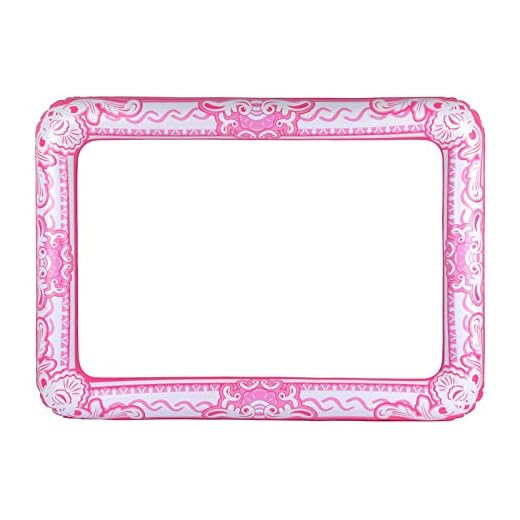 MA ONLINE Uppblåsbar rosa bildram 60 x 80 cm selfierekvisita festdekoration (paket med 3)