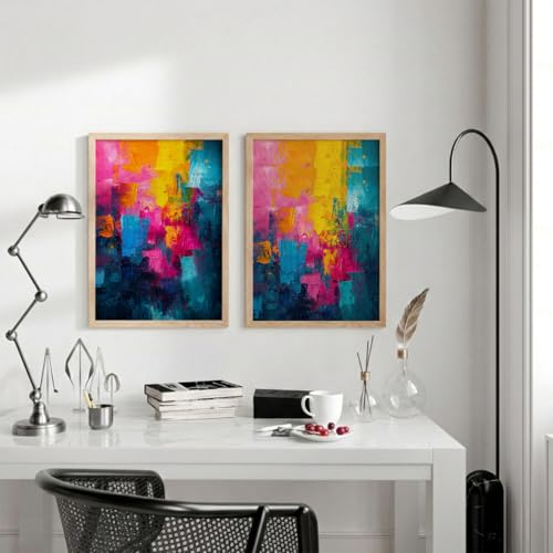 Image of TheMakerly Modern Art Wall Painting Set of 2 for Living Room | Premium HD Printed Wall Frames for Bedroom, Office & Home Decor | Minimalist Contemporary Wall Art (Ready to Hang) (M.10, 13x19 inches)