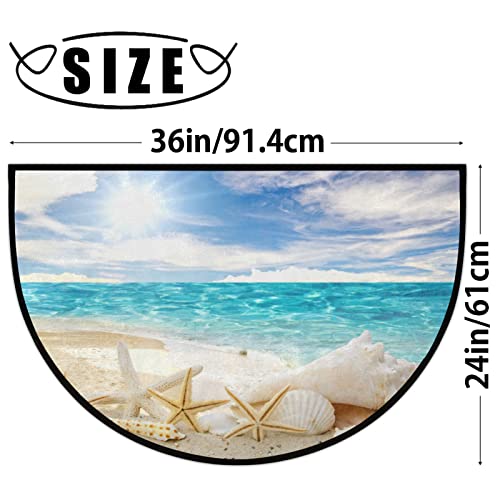18X30In Summer Beach Starfish Half Round Door Mat, Beach Theme Door Outdoor Doormat Absorbent Washable Welcome Entrance Way Front Half Circle Rugs For Entryway Outside Kitchen Home Decorative #TOP1