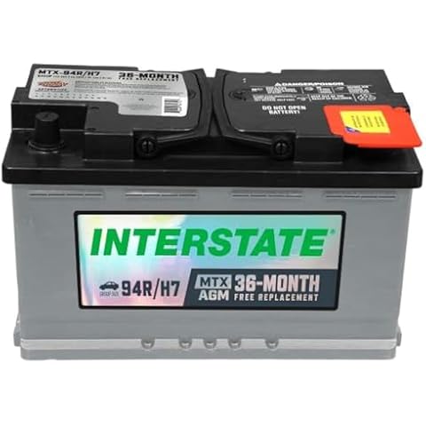 Interstate Batteries Automotive Battery 12V 80Ah (Group Size H7, 94R) 850CCA SLI AGM Automobile Replacement Battery for Cars, SUVs, Sedans, Trucks (MTX-94R/H7) Cover