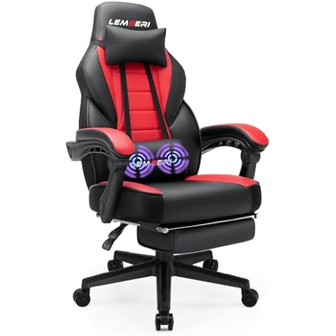 LEMENBERI Video Game Chair for Adults with Footrest and Lumbar Support Cover