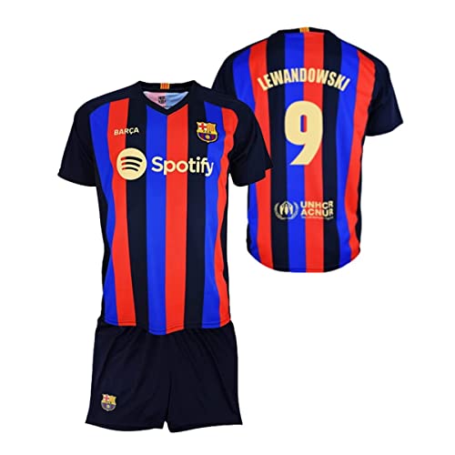Set FC Barcelona 2ª Maglia 2024/25 Ufficiale Con Pantaloncini - Replica Lewandowski Numero 9, Bambino 12 Anni