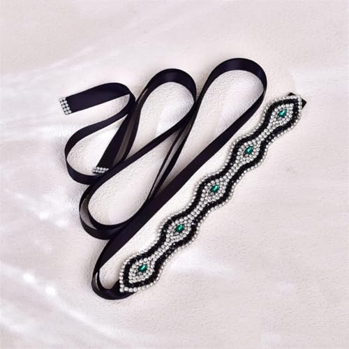 Black Bridal Belt, Women's Rhinestone Evening Dress Belt, Hand-Beaded Bridesmaid Dress Accessory3