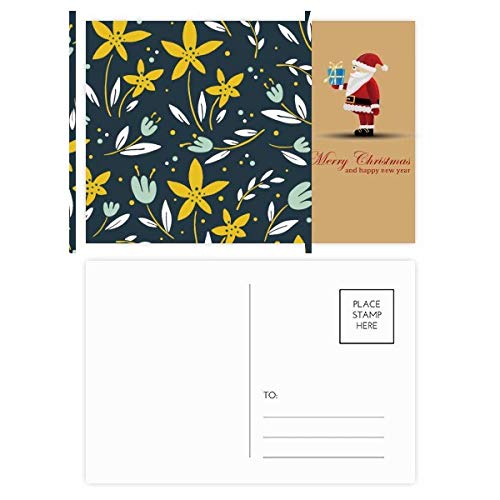 Cartes postales de Père Noël (lot de 20) jaunes et vertes pour voeux