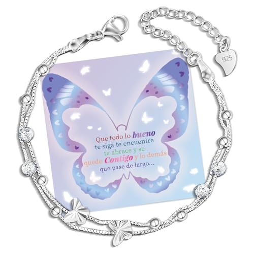 CheersLife Regalos Originales para Mujer Pulsera Plata Pulsera Amistad Regalo Cumpleaños Mujer Regalo para Hijas Hermanas Novias Mamá