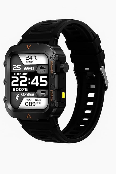 Kalpana’s Q11 Smart Watch with 1.95″ Infinite Display, Bluetooth Calling, Fitness Tracker, Heart Rate & SpO2 Monitor, Magnetic Charging, Black Silicone Band – for Android & iOS