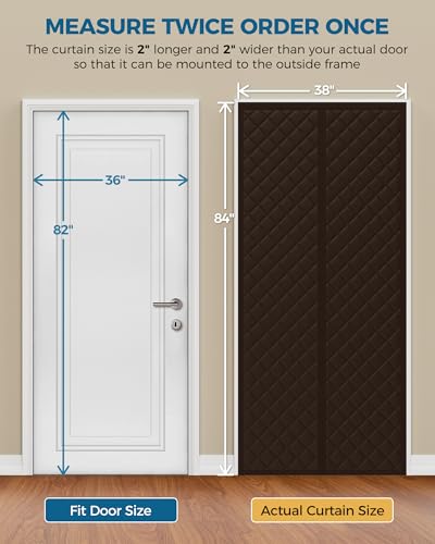Image of Augblinds Thermal Insulated Door Curtain, Magnetic Closure, 36 x 82, Brown