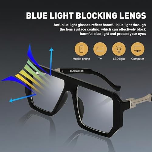 Image of Black Jones Men's Oversized Square Sunglasses| Bold Frame Design | Metal Temple Accents | Stylish Luxury Eyewear | UV Protection