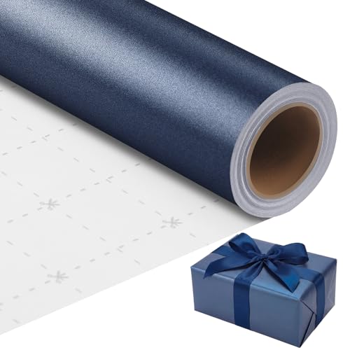 woric Navy Blue Wrapping Paper Roll 17 In X 33 Ft Blue Gift Wrapping Paper with Matte Pearly for DIY Bouquet Weddings Birthdays