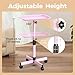 VERYTOP Back-Saving Salon Tray on Wheels, Adjustable Height (25-36inch) Rolling Cart for Hair Stylists, Tattoo Artists, Lash Techs—Spa Clinic Home Salon Trolley (36inch-Pink, 12.3×16inch)