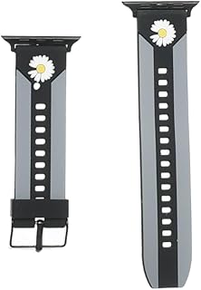 Silicone Adjustable Replacement Smartwatch Wristband, Quick Release Design Compatible with Apple Smart Watches 42mm, 44mm, 45mm - Grey Black