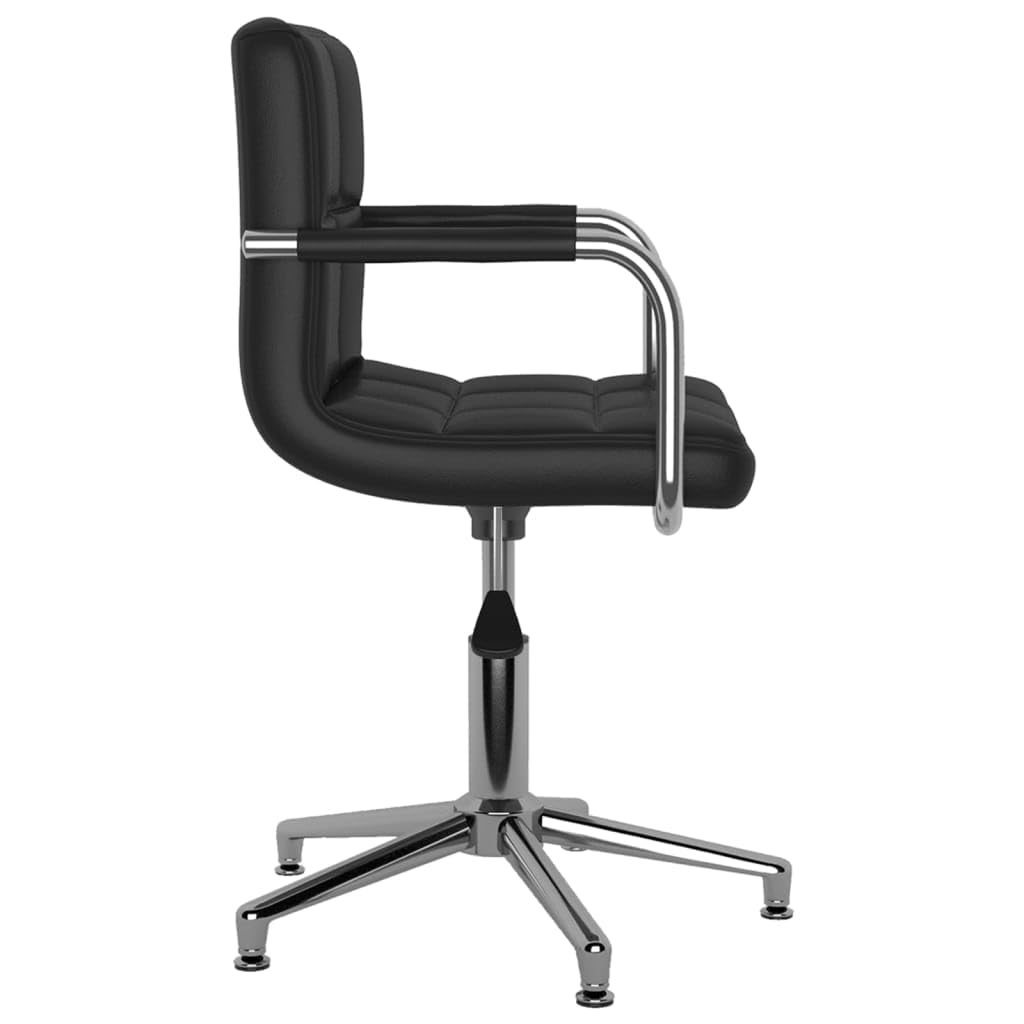 Silla de oficina giratoria negra de piel sintética, altura regulable con muelle de gas, rotación de 360°, silla de escritorio ergonómica para oficina y juegos, estructura de acero cromado