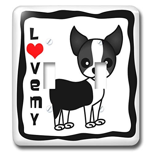 Interrupteur double bascule Boston Terrier plaque decorative - 2
