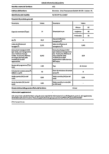 AEG FSE76727P LAVASTOVIGLIE INCASSO, 59,6 cm, Classe A - 10