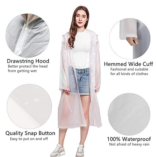 Image of Rain Poncho for Kids Boys Girls - 2 Pack Reusable Waterproof Rain Coat Jacket for Teen Disney, Clear Pink Yellow Blue Purple