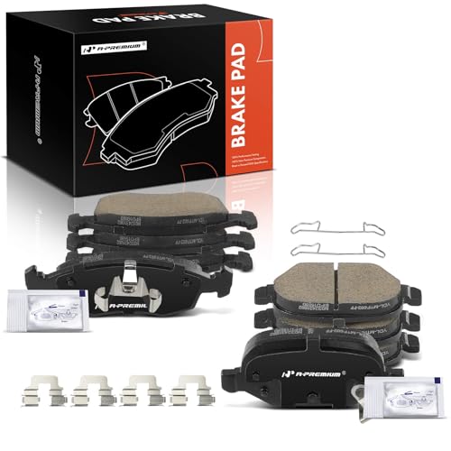 A-Premium Front and Rear Ceramic Disc Brake Pads Set Compatible with Fiat 500 2012-2019, 8 Pcs