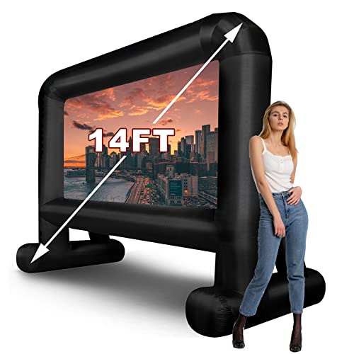 HuaKastro 14 Feet Inflatable Projector Screen Indoor Outdoor, OnePiece Design Inflatable Movie