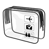 Handgepäck Flüssigkeiten, Kulturbeutel Transparent, Beutel Flugzeug Handgepäck, Zip Beutel Flugzeug, für Männer, Frauen (Schwarz)