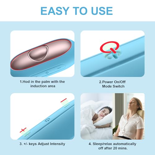 Sleep Aid Device, Micro-Current Sleep Instrument Anxiety Device, Portable Rechargeable Sleep Aid for Anxiety and Insomnia (Blue) - Image 4