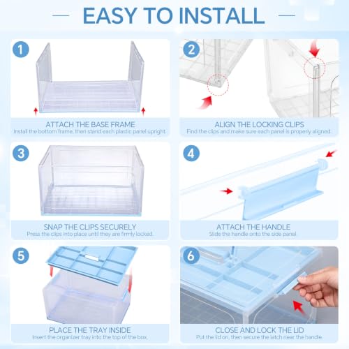 Image of Hushee 24QT Clear Medicine Storage Box for First Aid Supplies,Blue