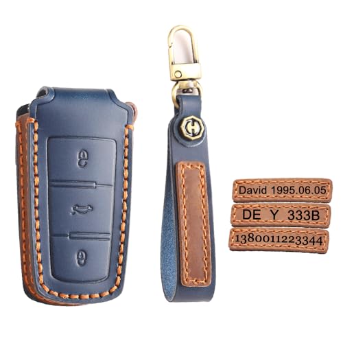 Coque en cuir pour clé Passat CC Alltrack Variant GTI, cadeau idéal bleu