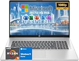 HP Laptop with Lifetime Office 365 for The Web, 17.3" Full HD Display, 32GB RAM, 1TB SSD, AMD 6-Core Ryzen 5 Processor (Beat i7-1355U), HDMI, USB-C, Windows 11 Home, for Home and Wrok, No Mouse