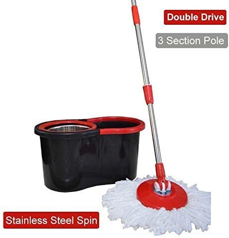 Magic Spin Mop 360 Degrees Rotating Easy Mop Floor Cleaning Classic Color (Black)