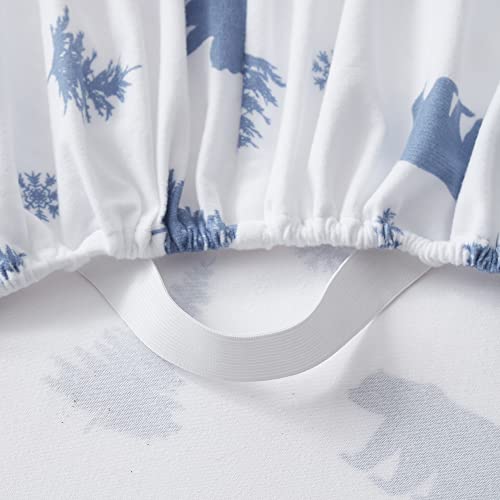 Flannel Sheets Warm and Cozy Deep Pocket Breathable All Season Bedding Set with Fitted, Flat and Pillowcases, Full, Winter Bears