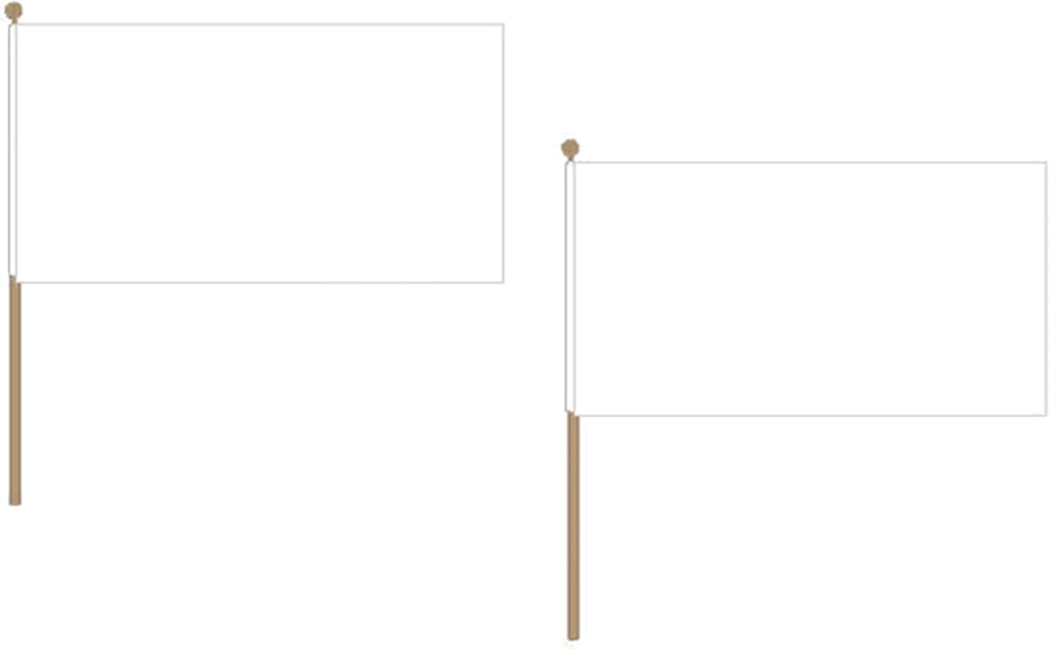 Plain White Flag 12'' x 18'' wood stick - White Solid color flags 30 x 45 cm - Banner 12x18 in with pole - AZ FLAG