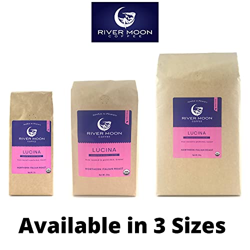 River Moon Coffee, Organic Espresso Beans Whole, 2 Lbs, Italian Style Medium Roast, Usda Certified Organic, 100% Arabica, Non-Gmo, Direct Trade, Lucina Blend #TOP3