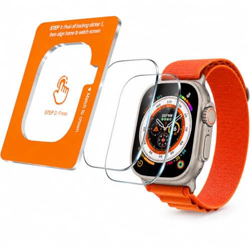 Image of Mizi 2 Pack Tempered Glass Compatible with Apple Watch Ultra 3 (2025) /Ultra 2 /Ultra 49mm, Screen Protector with Auto-Alignment Installation Frame, HD Clear, Anti-Scratch, Bubble-Free, Touch Sensitive