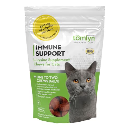 Tomlyn Immune Support Daily L-Lysine Supplement Fish-Flavored Lysine Chews for Cats and Kittens 30ct