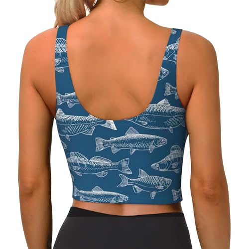 Ocean Fishes Print Womens Utility Vest Sports Vest Yoga Workout Vest for Women Lightweight Summer2