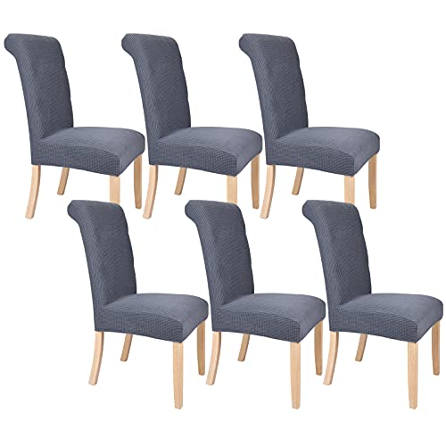 Chair Covers for Dining Room Set of 6 Dark Grey Stretch Slipcovers