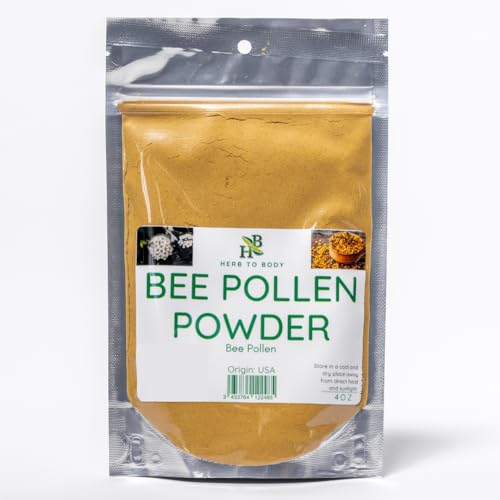 Herb To Body Bee Pollen Powder – 4oz, Natural Antioxidant Powder for Bee Pollen Smoothie, Baking