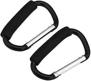 2pcs in Pack Universal Large Buggy Clip Pram Pushchair Shopping Bag Hook Carabiner (Black 14cm)