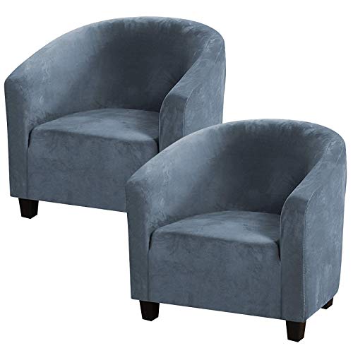 Mifxin Club Chair Covers Thick Velvet Stretch Tub Chair Slipcovers Spandex Soft Armchair Sofa Cover Furniture Protector For Living Room Bar Cafe Hotel (2 Pack, Grey Blue) #TOP7