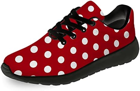 Mens Womens Polka Dot Shoes Running Walking Tennis Sneakers Red Polka Dot White Dots Shoes Gifts for Boy Girl,Size 9 Men/10.5 Women Black
