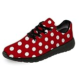 Mens Womens Polka Dot Shoes Running Walking Tennis Sneakers Red Polka Dot White Dots Shoes Gifts for